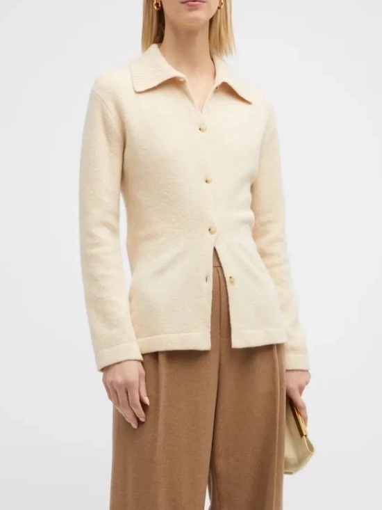 Vince Sweaters - VINCE Cream Fitted Polo Collar Wool Cashmere Blend Cardigan Sweater XS NEW NWT